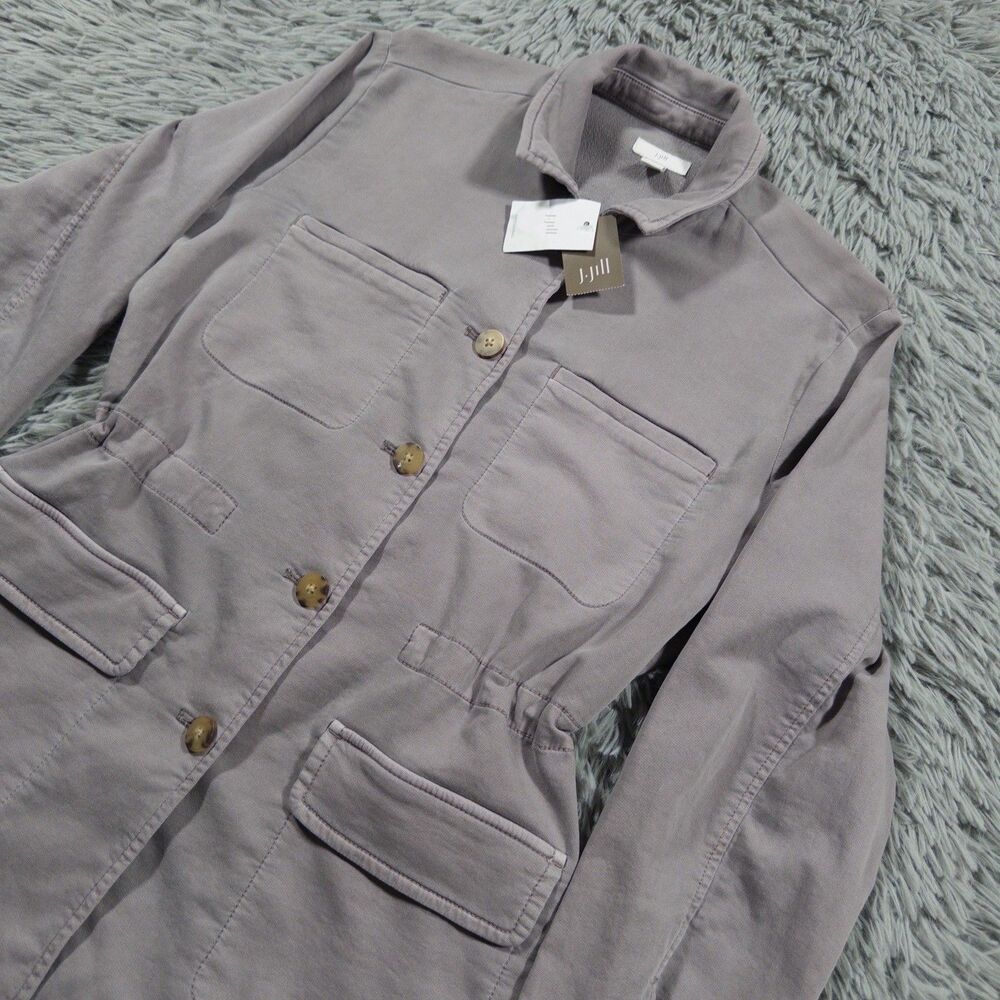 J.Jill Jacket Extra Small Purple Button Up Utility Field Elastic Cinched Womens